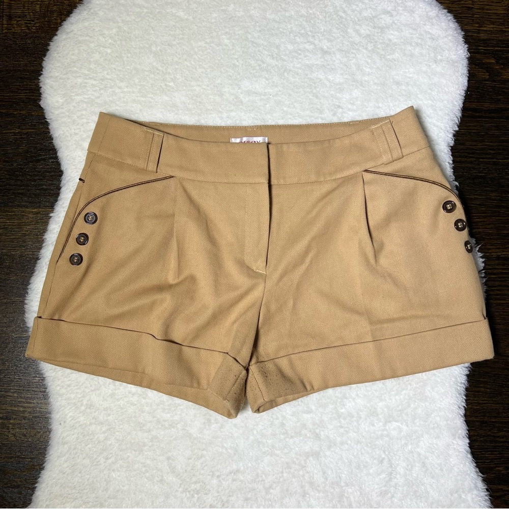 Orsay Tan Button Cuffed Chino Shorts Medium